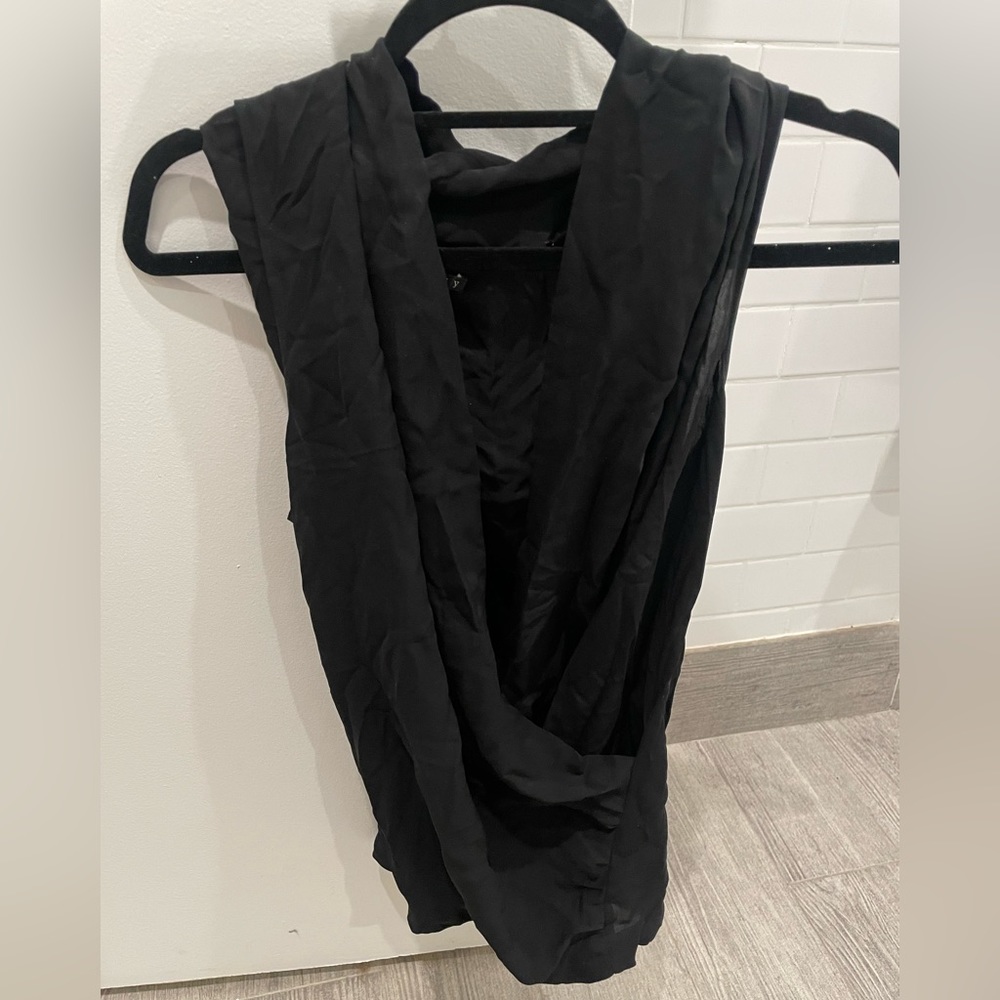 Theory Black Flowy Blouse Medium